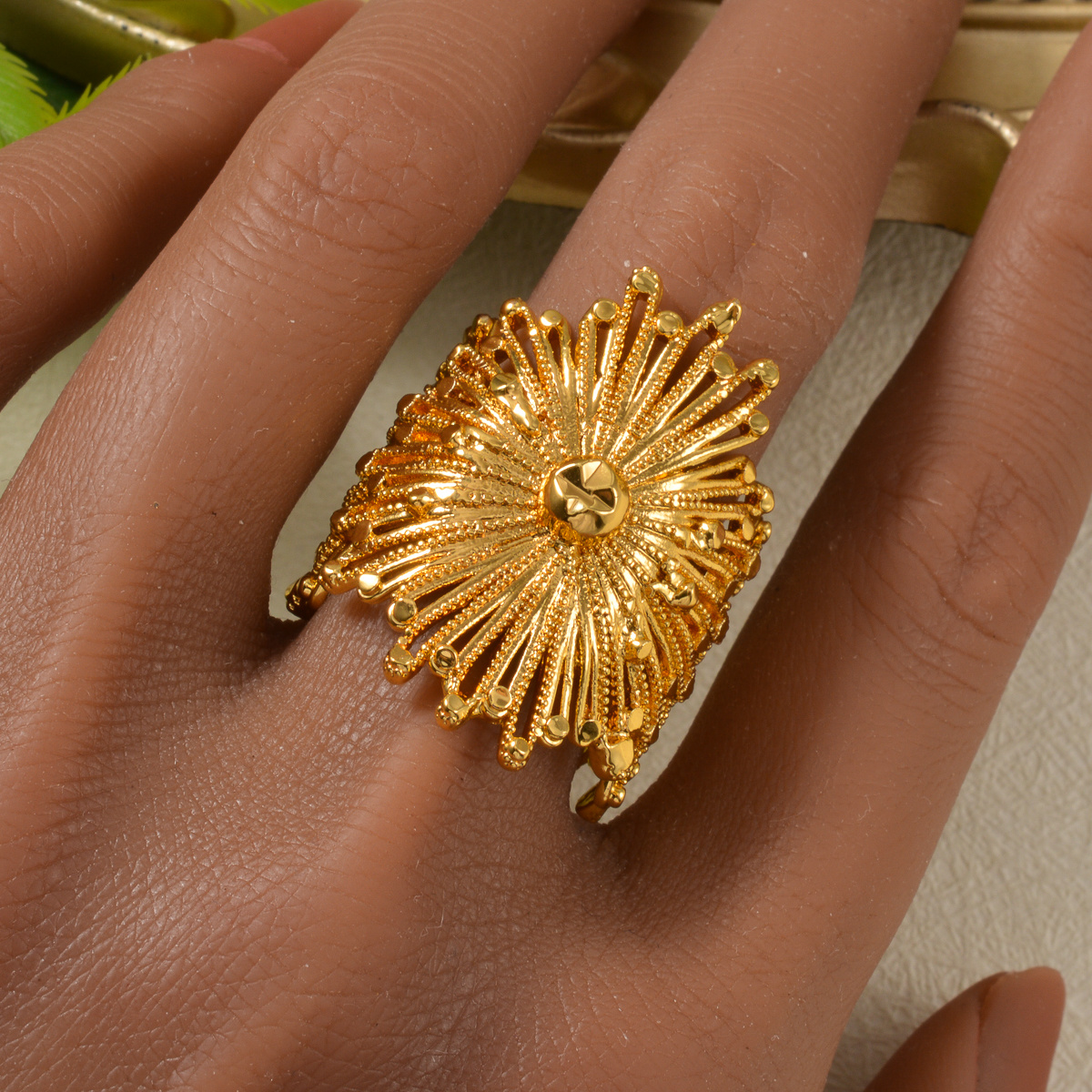 Women's Retro Dandelion Floral Adjustable Ring, Daily Versatile